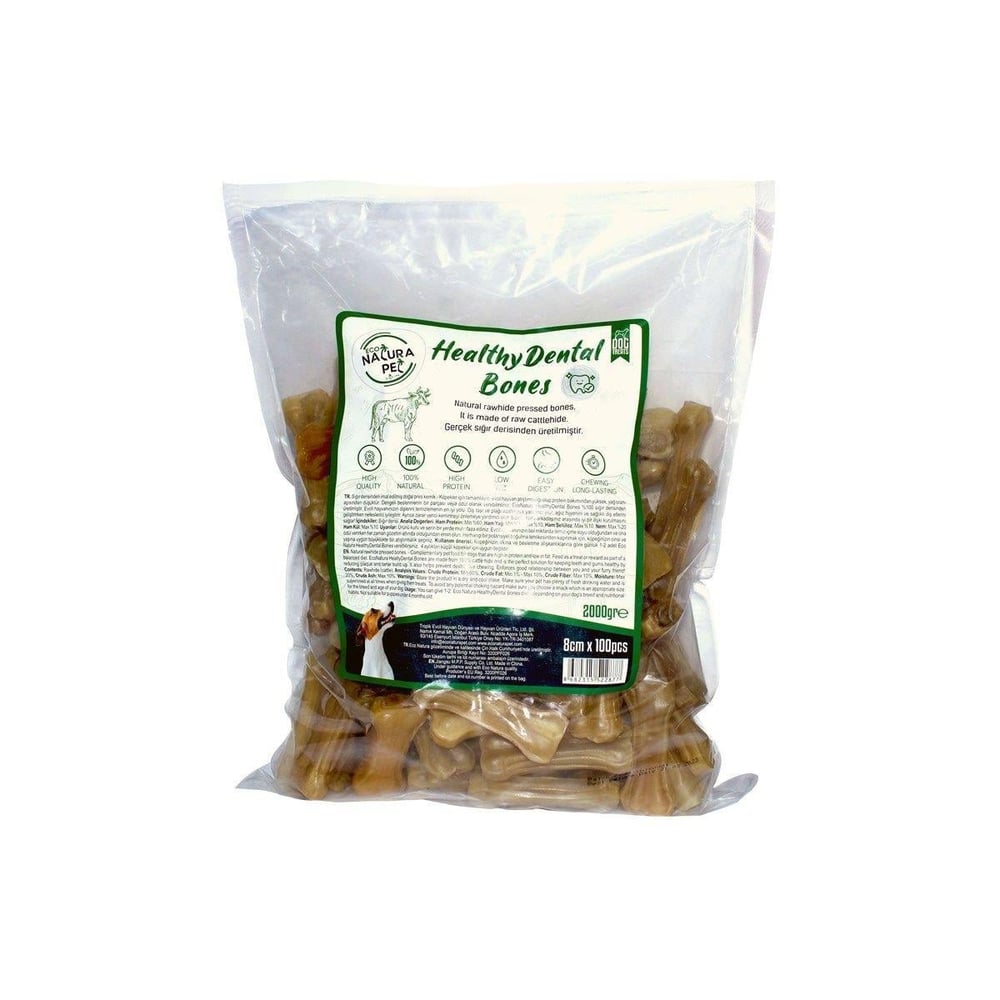 Eco Natura Pet Healty Dental Bones Natural Pres Kemik 8Cm 100Lü 2000Gr