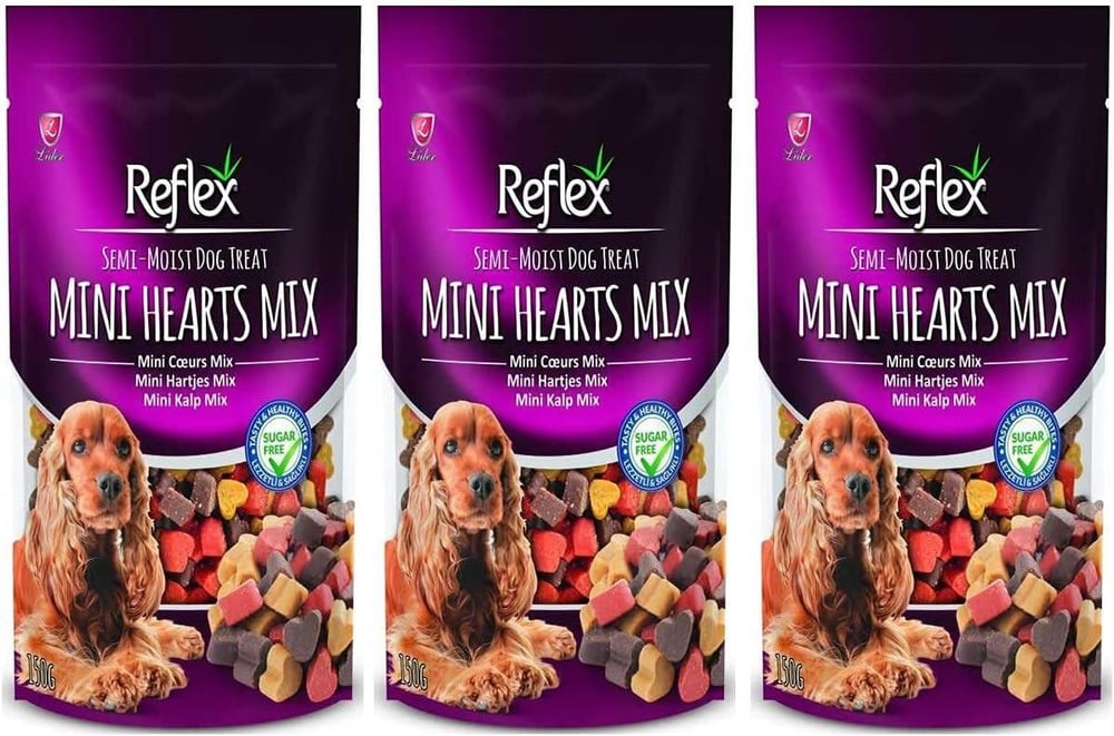 Reflex Yarı Yumuşak Mini Kalp Mix Köpek Ödül Maması 150 Gr 3'LÜ SET