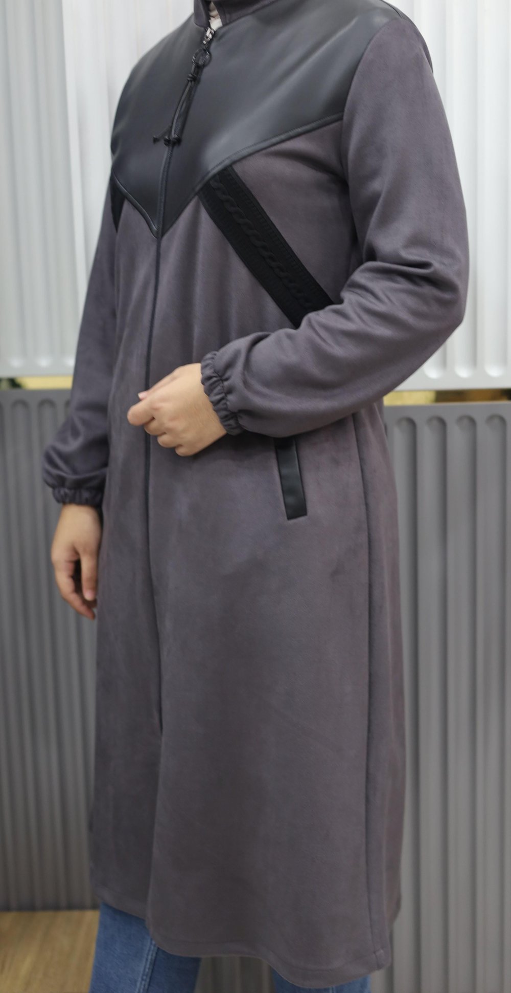 SÜET ÖRGÜ DETAYLI