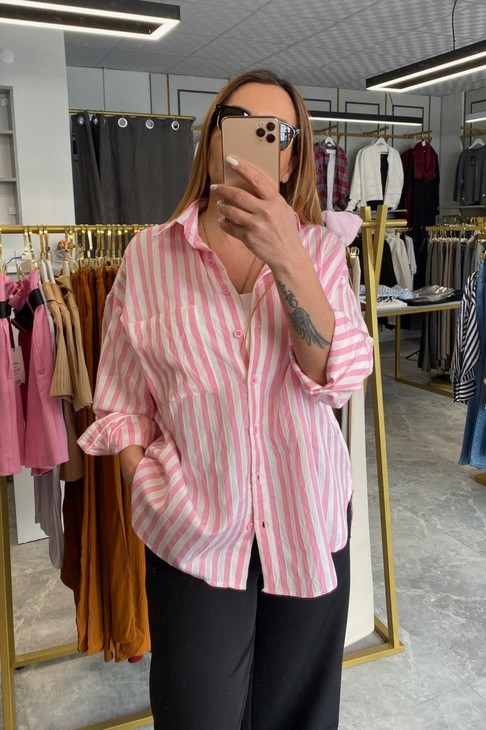 Çizgili Gömlek Pembe