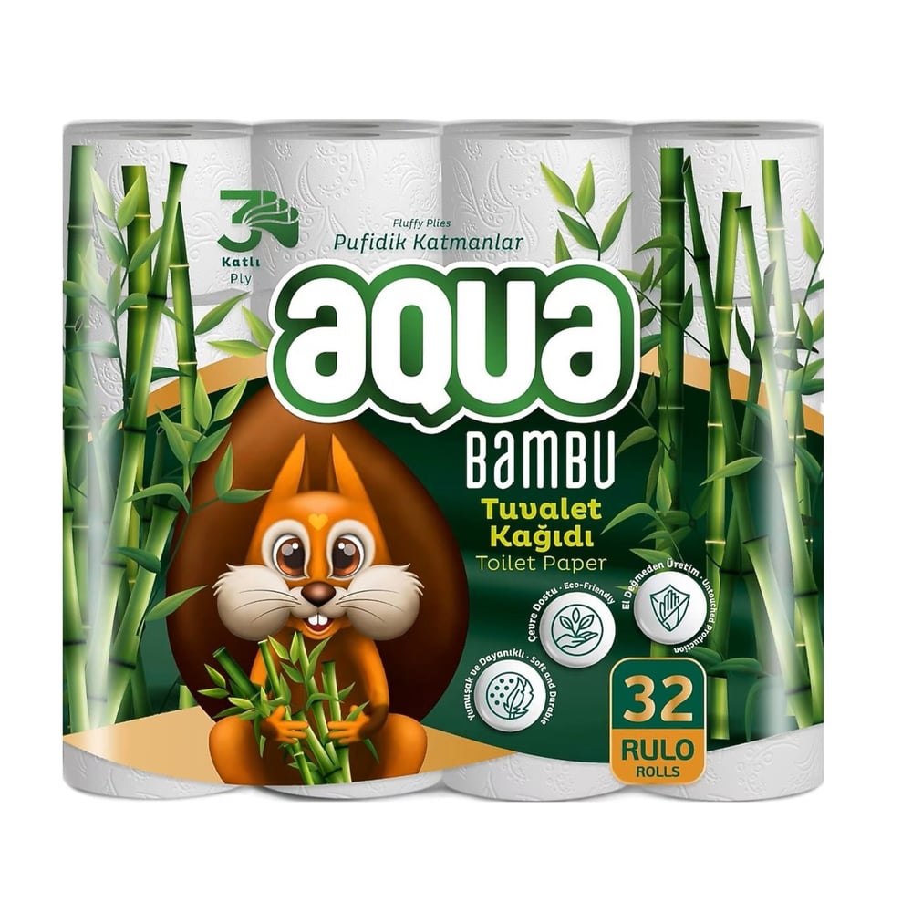 Aqua Bambu 32 li 3 Katlı Tuvalet Kağıdı x3 lü Koli