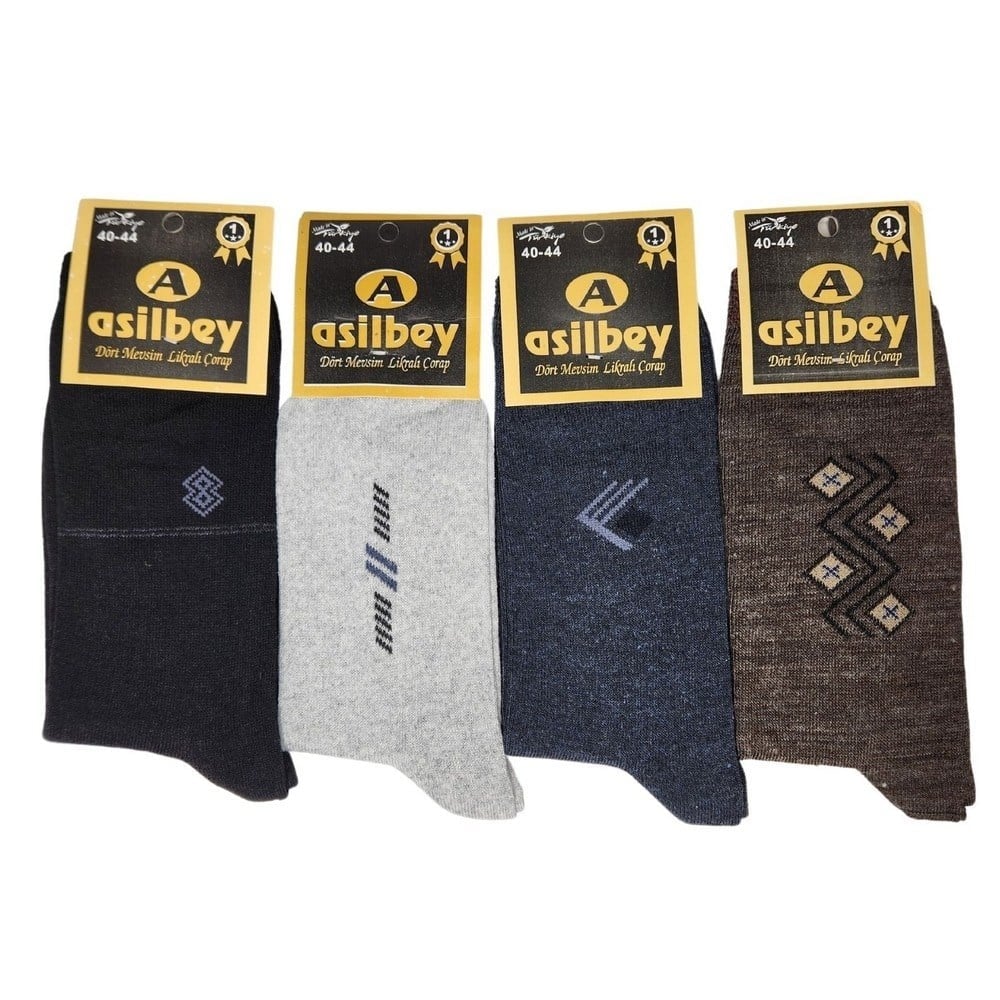 Asilbey Erkek Çorap 4 Mevsim Soket x12 li Paket