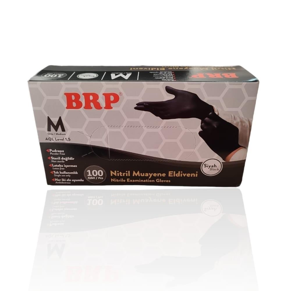 Brp Siyah Nitril Eldiven Medium 100 lü