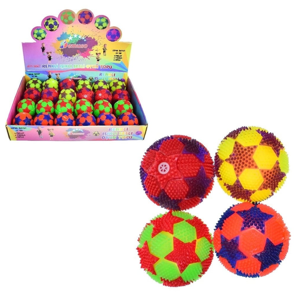 Demuso Sesli Işıklı Oyun Topu Renkli Yıldız 65 MM x24 lü Paket