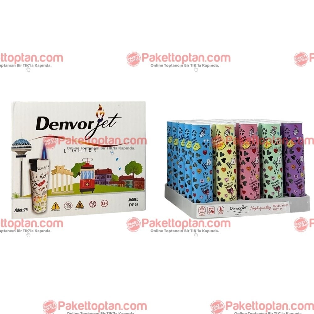 Denvor Jet Işıklı Çakmak YYF-99 x25 li Paket