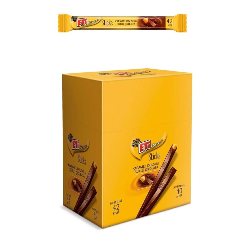 Eti Çikolata Sticks Karamel Dolgulu 8 Gr x40 lı Paket