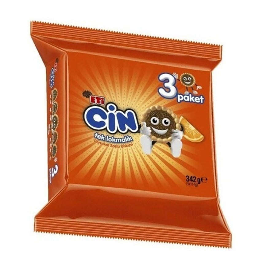 Eti Cin 3 lü 342 Gr Tek Lokmalık Portakal Soslu Bisküvi x18 li Koli