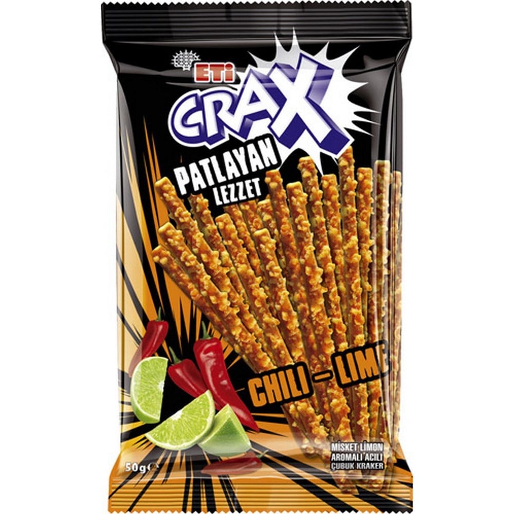 Eti Crax Patlayan Acılı Misket Limonlu Çubuk Kraker 50 gr x20 li Koli