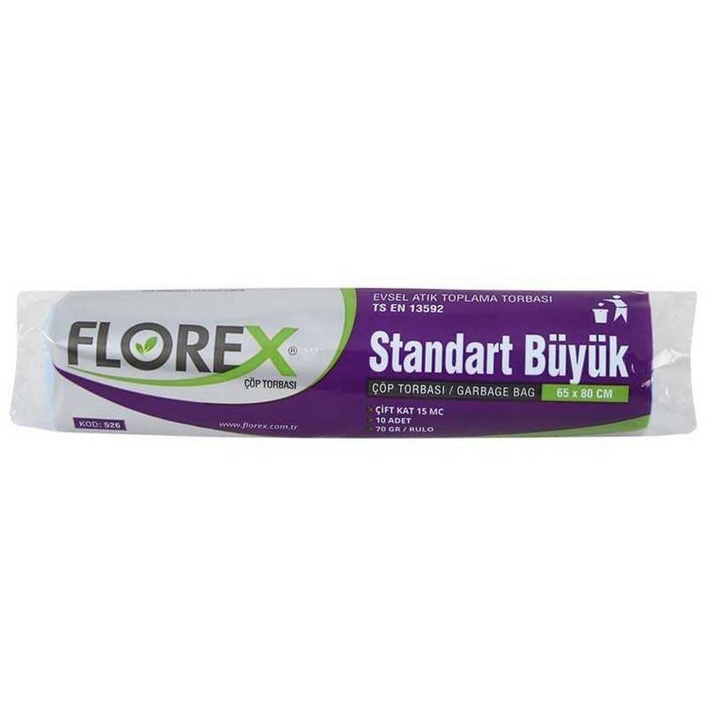 Florex Standart Çöp Torbası Büyük Boy 65x80 Cm 10 Adetli 80 Gr