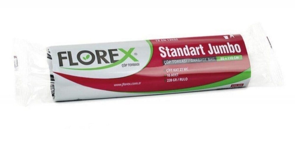 Florex Standart Çöp Torbası Jumbo Boy 80x110 Cm 10 Adetli 200 Gr
