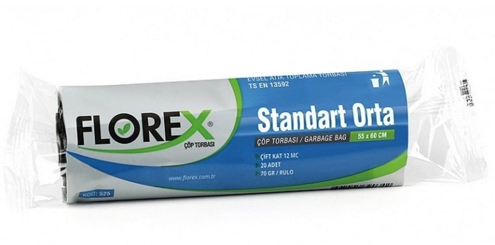 Florex Standart Çöp Torbası Orta Boy 55x60 Cm 20 Adetli 80 Gr
