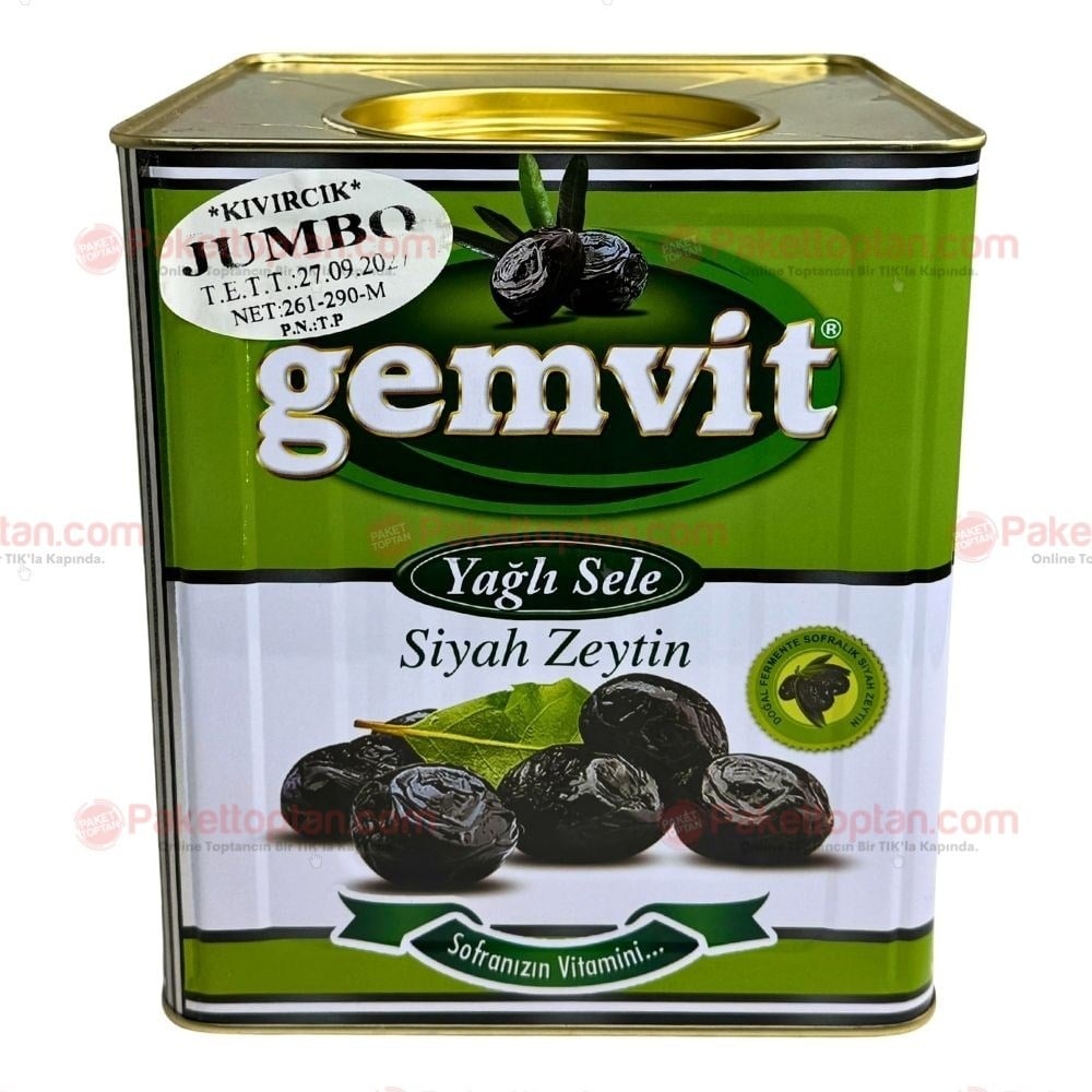 Gemvit Siyah Zeytin Yağlı 10 Kg Teneke 261-290 Kalibre