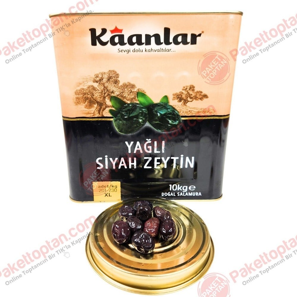Kaanlar Siyah Zeytin Yağlı 10 Kg Teneke 201-230 XL