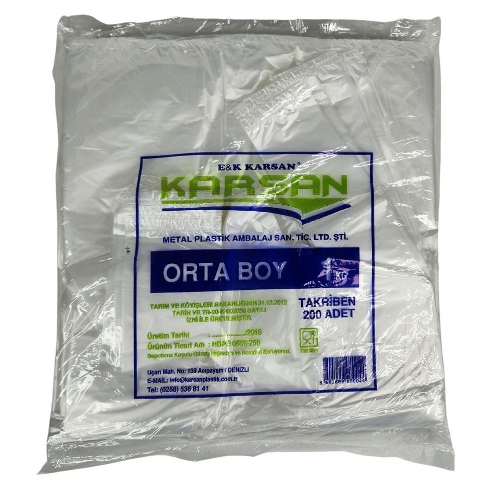 Karsan Şeffaf Poşet Orta Boy 200 Adetli