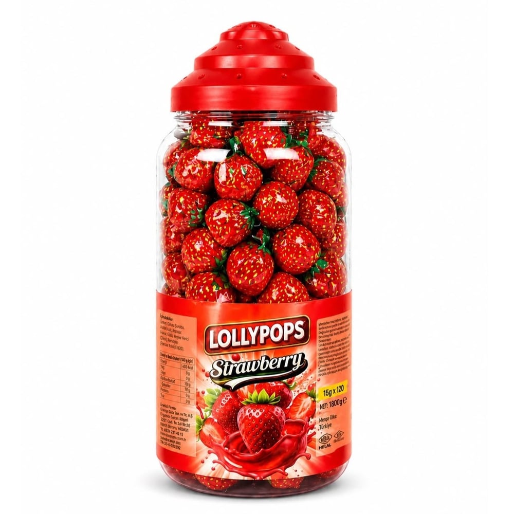 Lollypops 15 Gr Çilek Aromalı Saplı Şeker 120 li