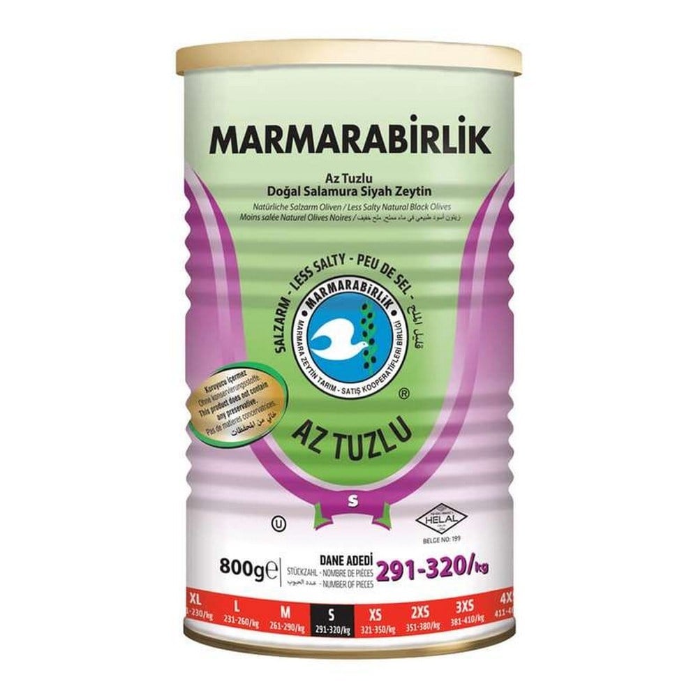 Marmarabirlik 800 Gr Az Tuzlu Salamura Zeytin Small Boy x6 lı Koli