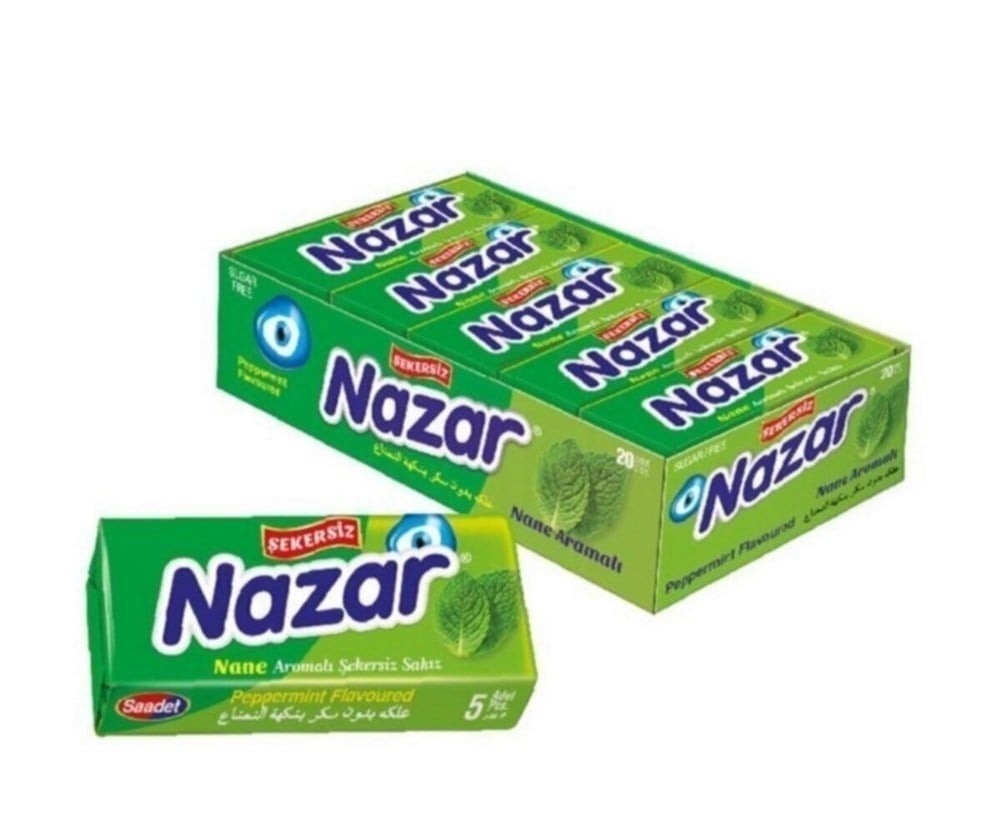 Nazar 5 li Nane Aromalı Şekersiz Sakız x20 li Paket