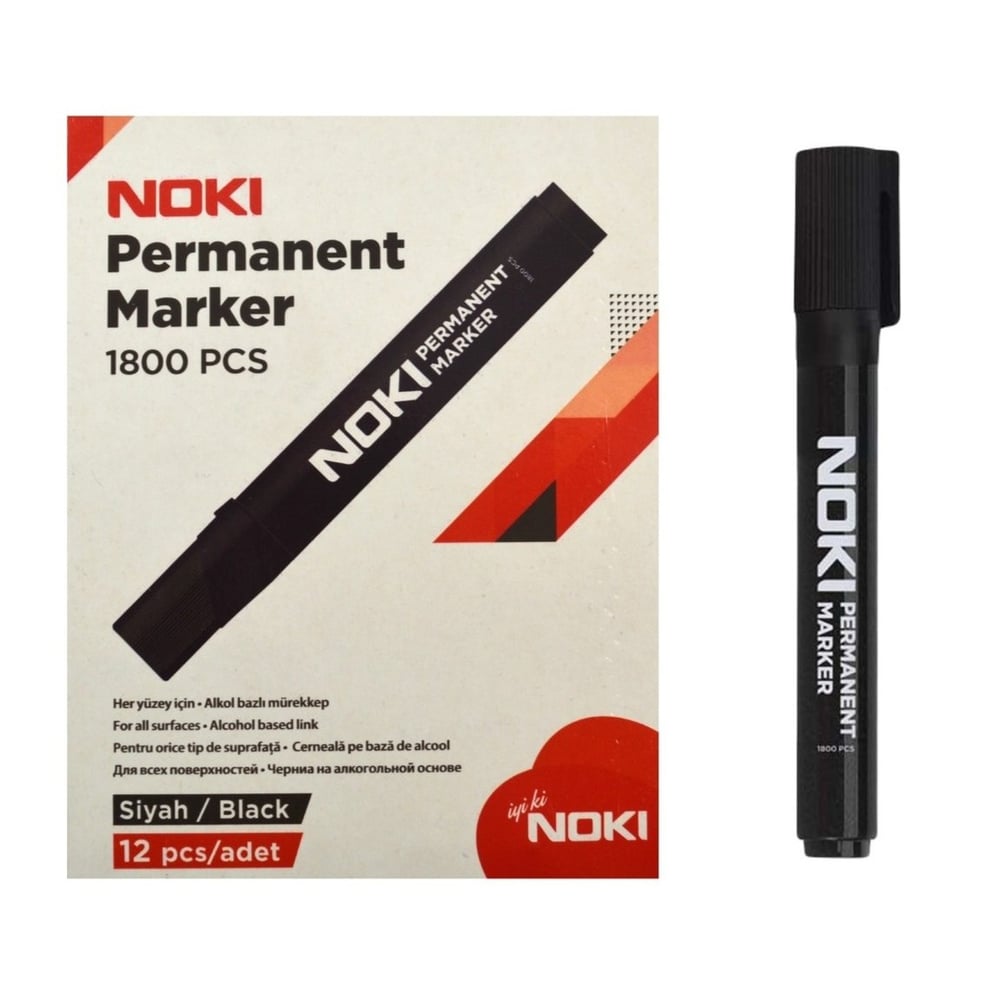 Noki Koli Kalemi Yuvarlak Uç Siyah 1800PBS x12 li Paket