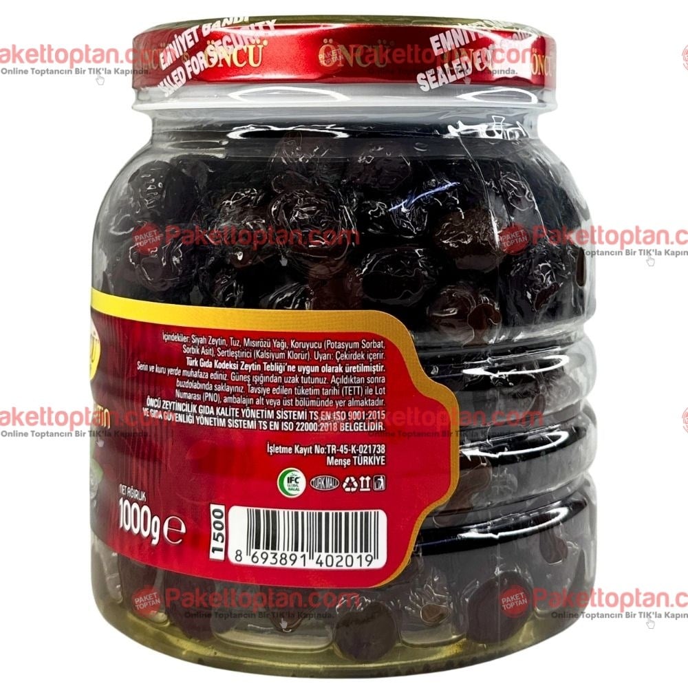 Öncü 1 Kg Siyah Zeytin L-M Boy 231-290 x6 lı Koli