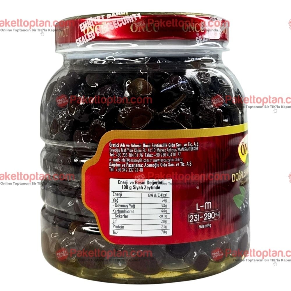 Öncü 1 Kg Siyah Zeytin L-M Boy 231-290 x6 lı Koli