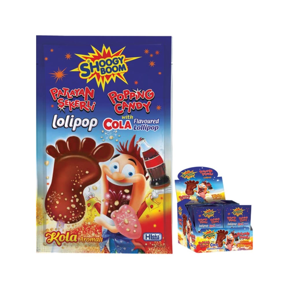 Shoogy Boom 12 Gr Kola Aromalı Patlayan Şekerli Lolipop x16 lı Paket