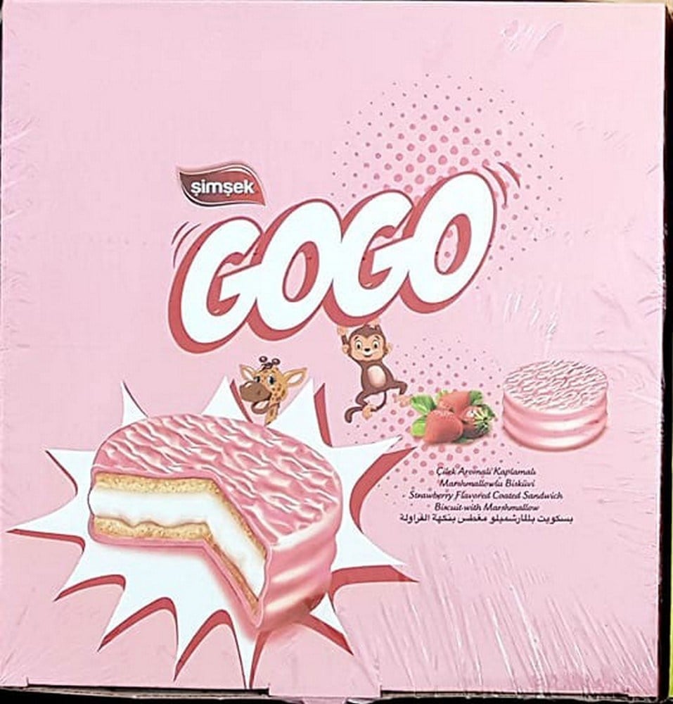 Şimşek Gogo 22 Gr Çilek Aromalı Kaplamalı Marshmallowlu Bisküvi x24 lü Koli