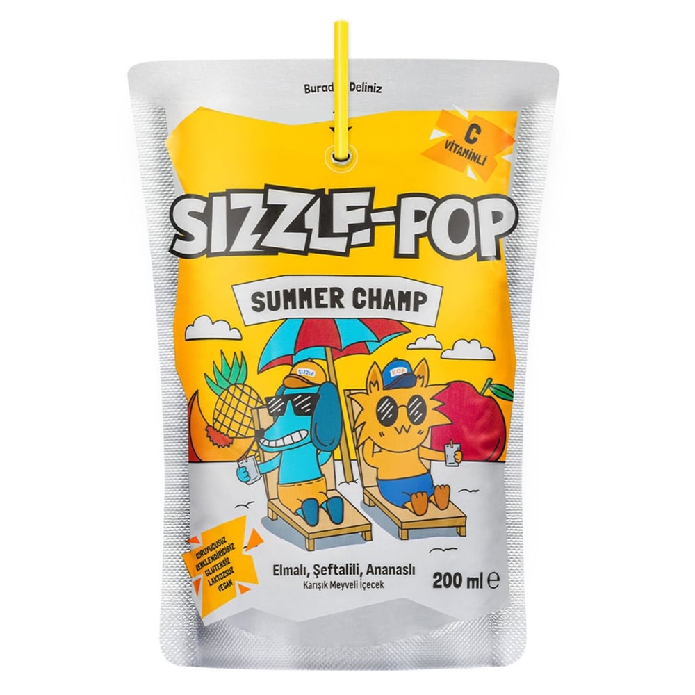 Sizzle Pop Summer Champ 200 Ml Meyveli İçecek x20 li Koli