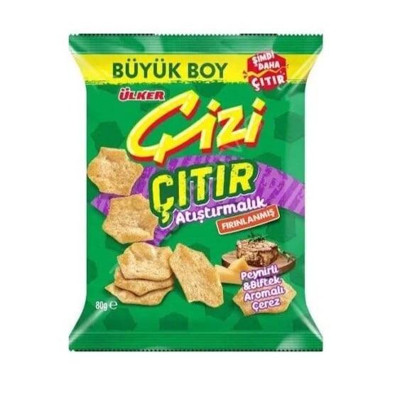 Ülker Çizi Çıtır Atıştırmalık 80 Gr Peynir ve Biftek Aromalı Çerez x14 lü Koli