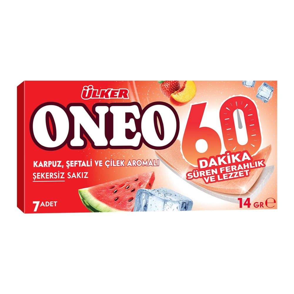 Ülker Oneo Slims 60 Dk Karpuz Şeftali Çilek Aromalı Sakız x27 li Paket