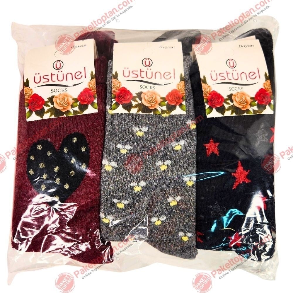 Üstünel Bayan Havlu Soket Çorap x12 li Paket