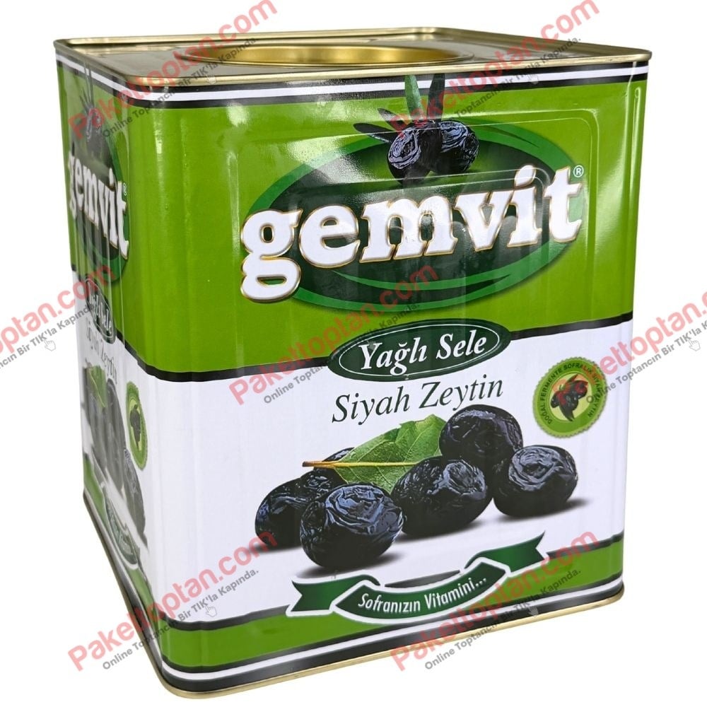 Gemvit Gurme Siyah Zeytin Yağlı 10 Kg Teneke 201-230 Kalibre