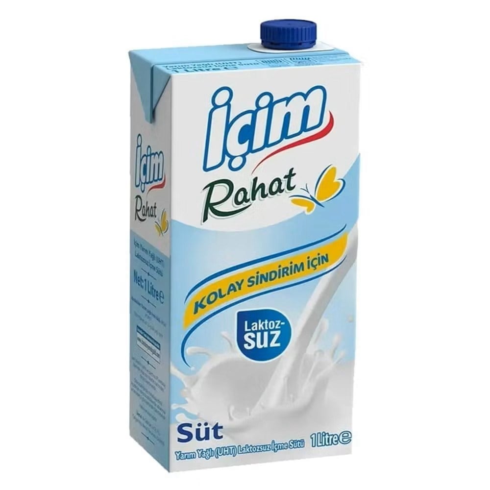 İçim Süt 1 Lt Laktozsuz Yarım Yağlı Süt x12 li Koli