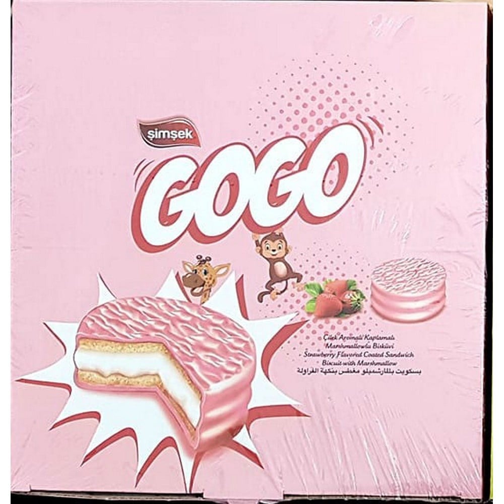 Şimşek Gogo 22 Gr Çilek Aromalı Kaplamalı Marshmallowlu Bisküvi x24 lü Koli