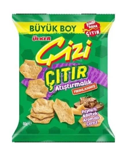 Ülker Çizi Çıtır Atıştırmalık 80 Gr Peynir ve Biftek Aromalı Çerez x14 lü Koli