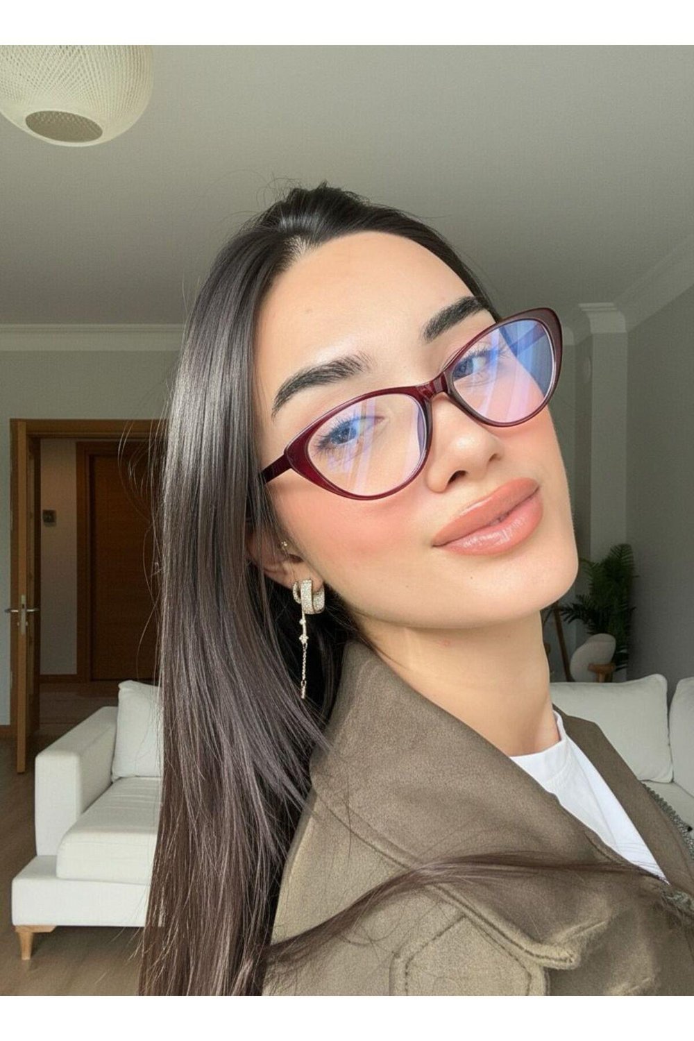Carat Cat Eye Bordo 46 Ekartman küçük cat eye gözlük Camı Değişir