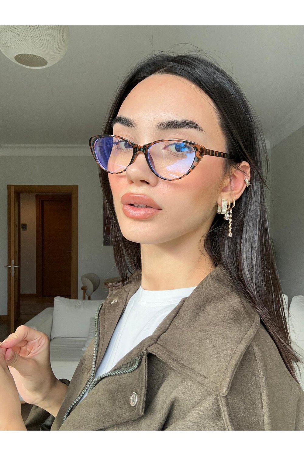 Carat Cat Eye Leopar Desenli 46 Ekartman Popüler Model | Küçük Boy Cat Eye Optik uyumlu Gözlük |
