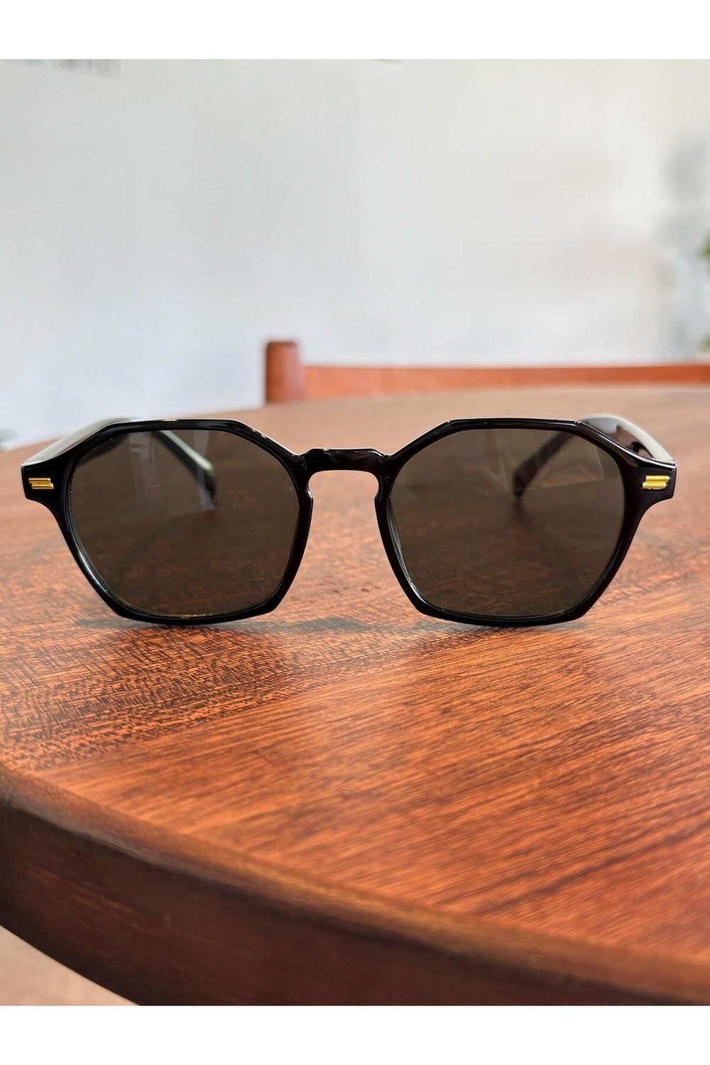 Caz Model Siyah Dikdörtgen Unisex Güneş Gözlüğü Siyah Çerçeve %100 Uv Koruma