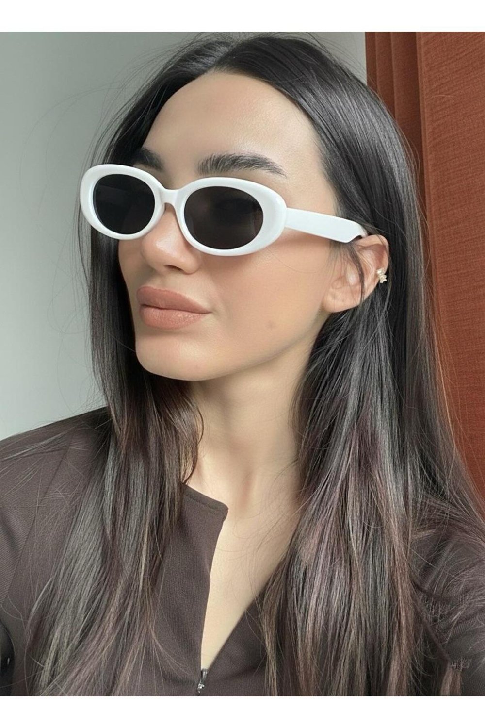 Leon Cat Eye Popüler Model Güneş Gözlüğü Beyaz Çerçeve uv400 cam