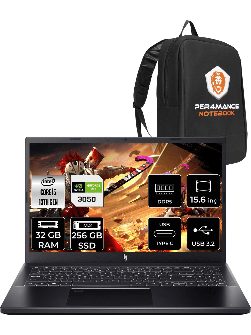 Acer Nitro V 15 Intel Core I5 13420H 32GB 256GB SSD RTX3050/6GB 144Hz 15.6