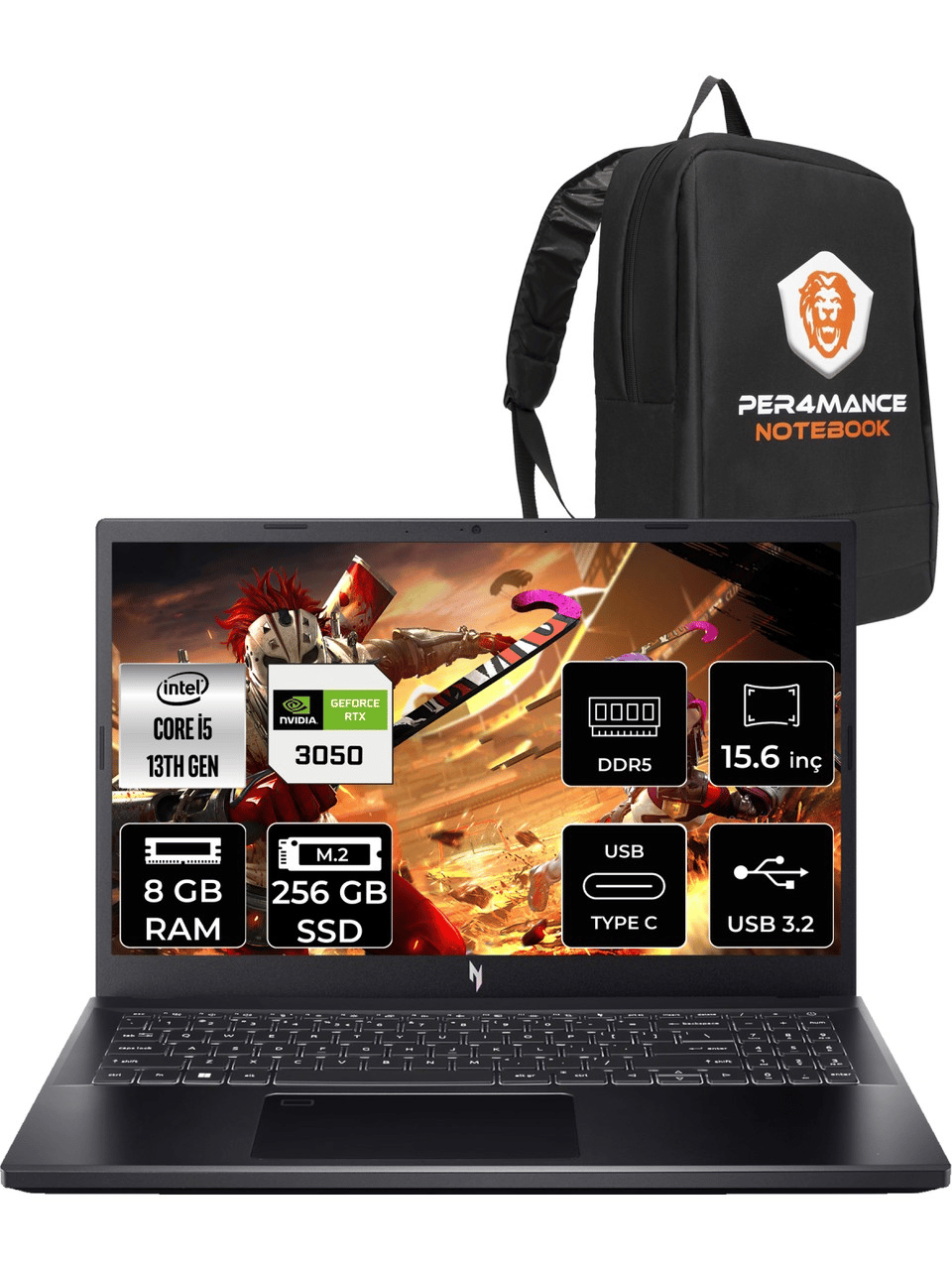 Acer Nitro V 15 Intel Core I5 13420H 8GB 256GB SSD RTX3050/6GB 144Hz 15.6
