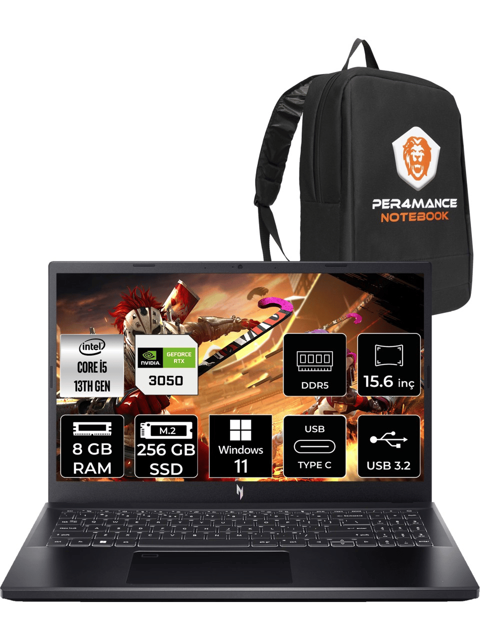 Acer Nitro V 15 Intel Core I5 13420H 8GB 256GB SSD RTX3050/6GB 144Hz 15.6