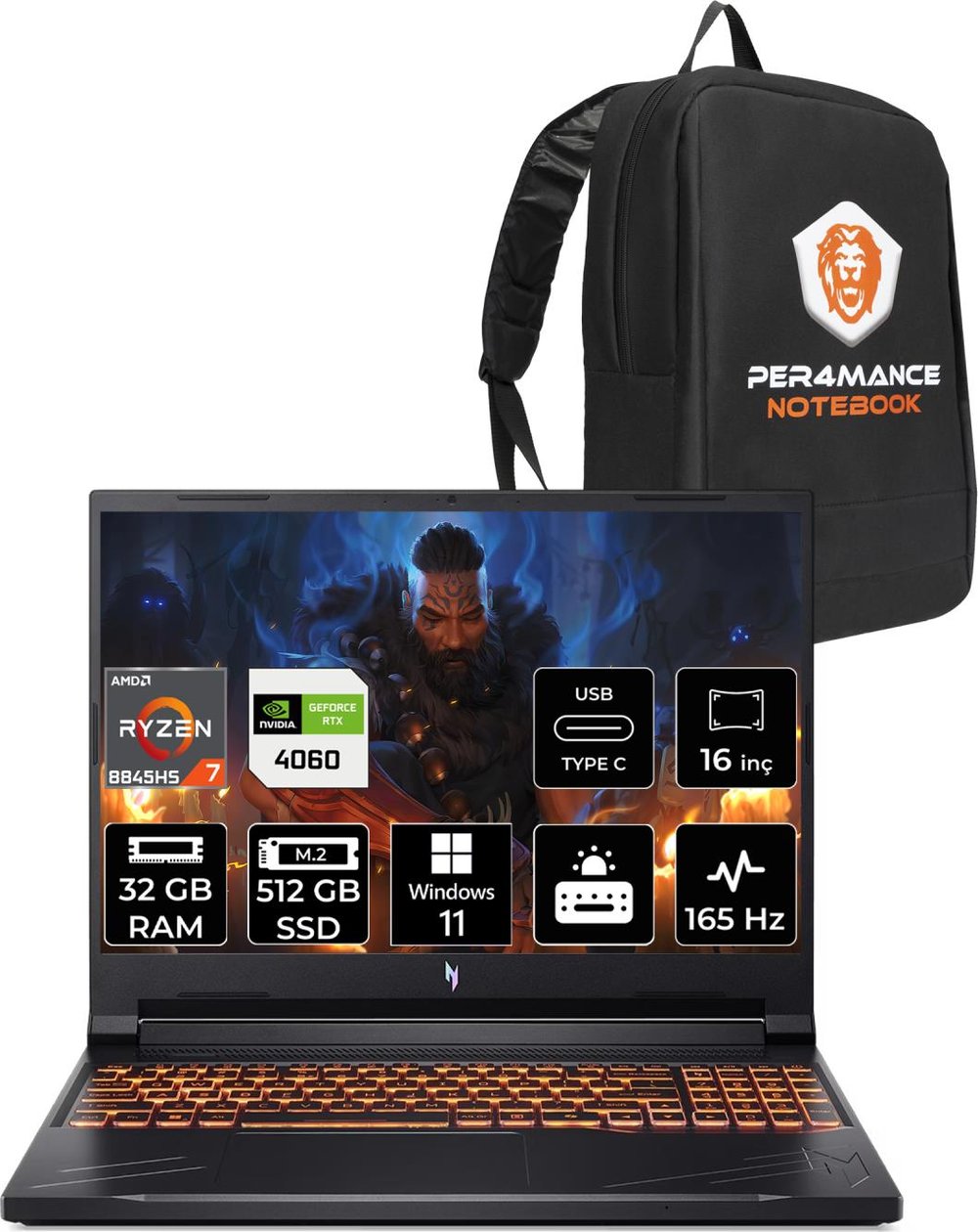 Acer Nitro V 16 Amd Ryzen 7 8845HS 32GB 512GB SSD RTX4060/8GB 85W 16
