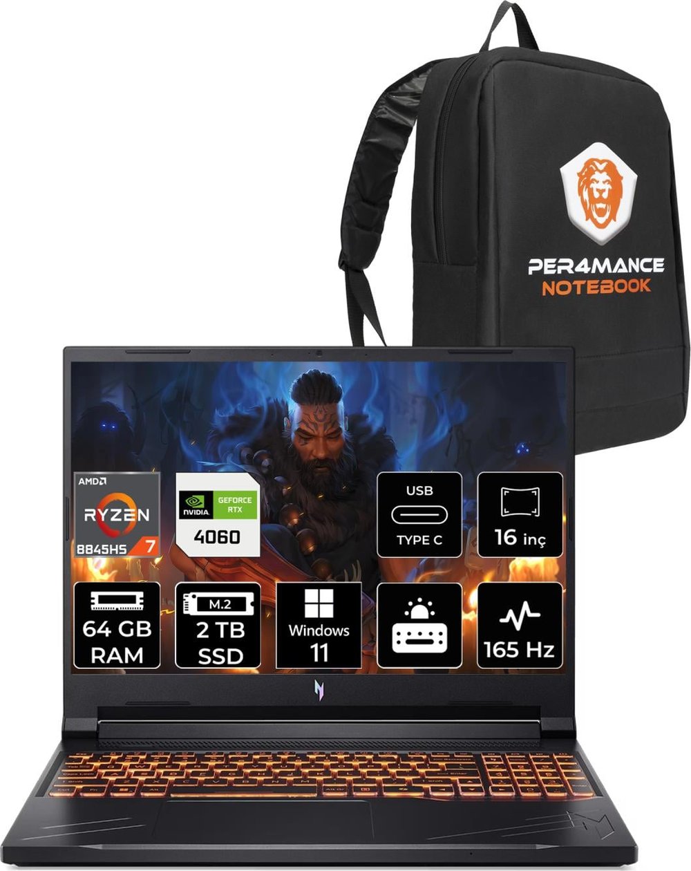 Acer Nitro V 16 Amd Ryzen 7 8845HS 64GB 2tb SSD RTX4060/8GB 85W 16