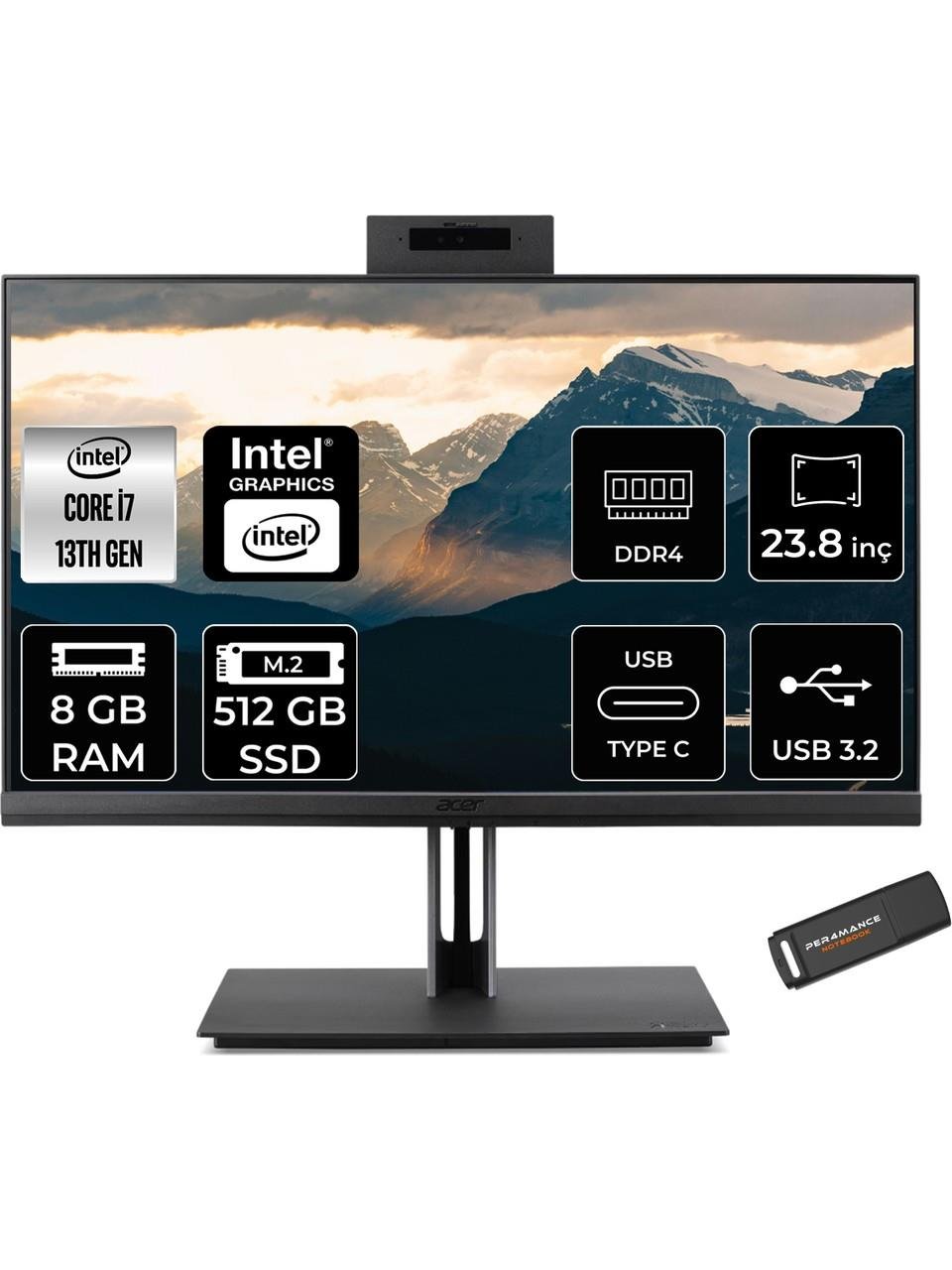 Acer Veriton 4000 Intel Core I7 13700 8gb 512GB SSD 23.8