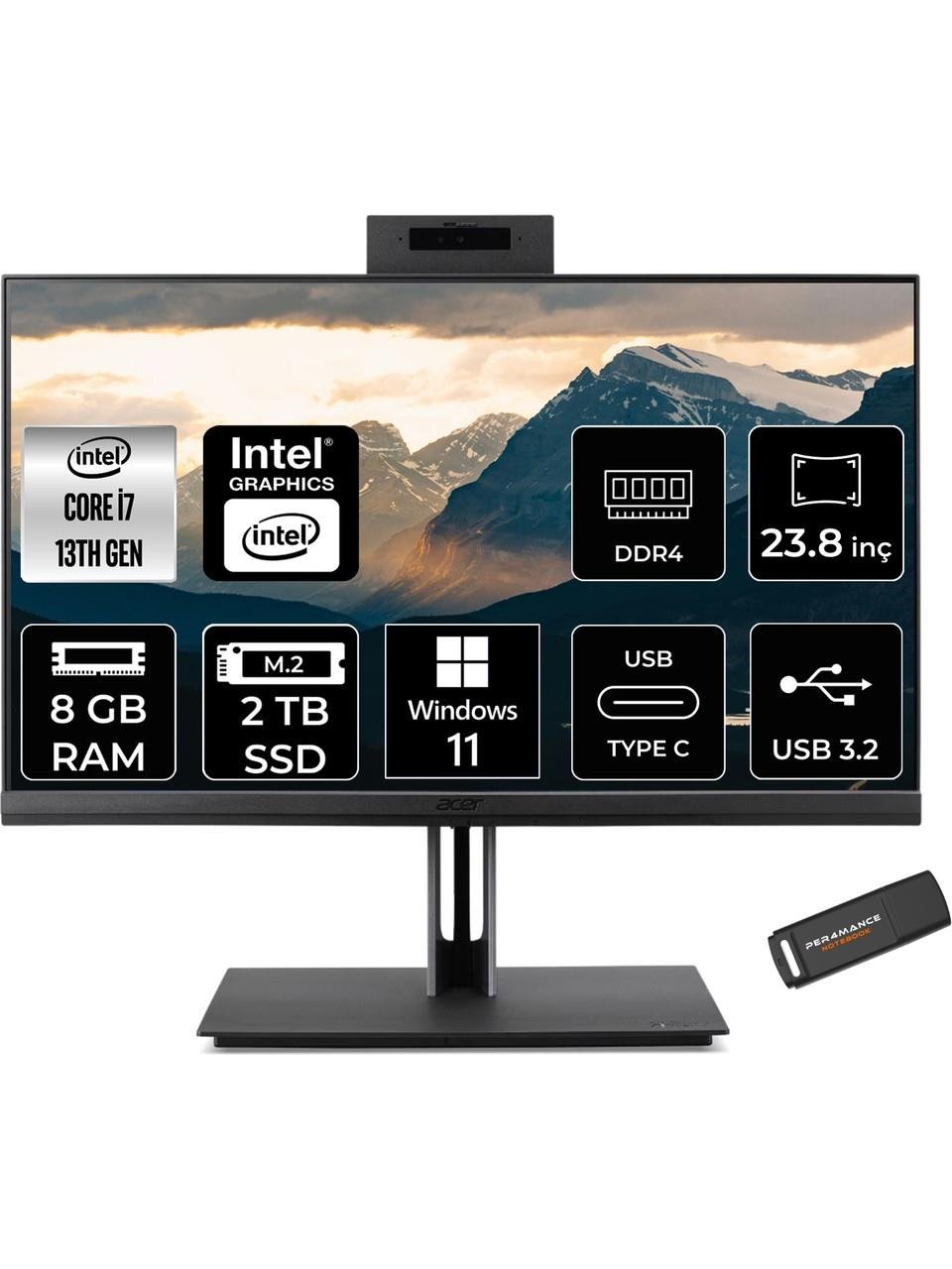 Acer Veriton 4000 Intel Core I7 13700 8gb 2tb SSD 23.8