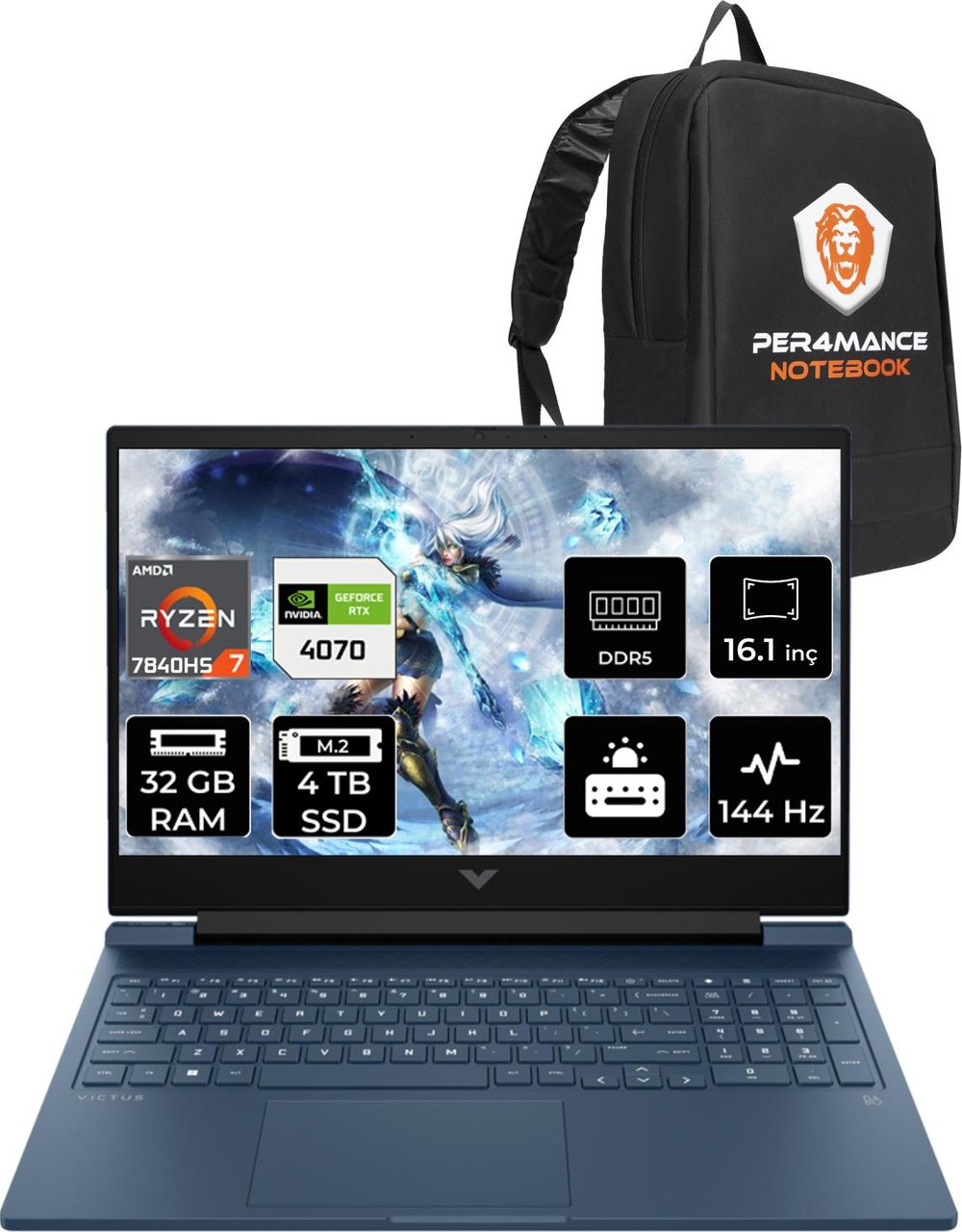 HP Victus 16 AMD Ryzen 7 7840HS 32GB 2TB SSD + 2TB SSD RTX4070/8GB 144Hz 16.1
