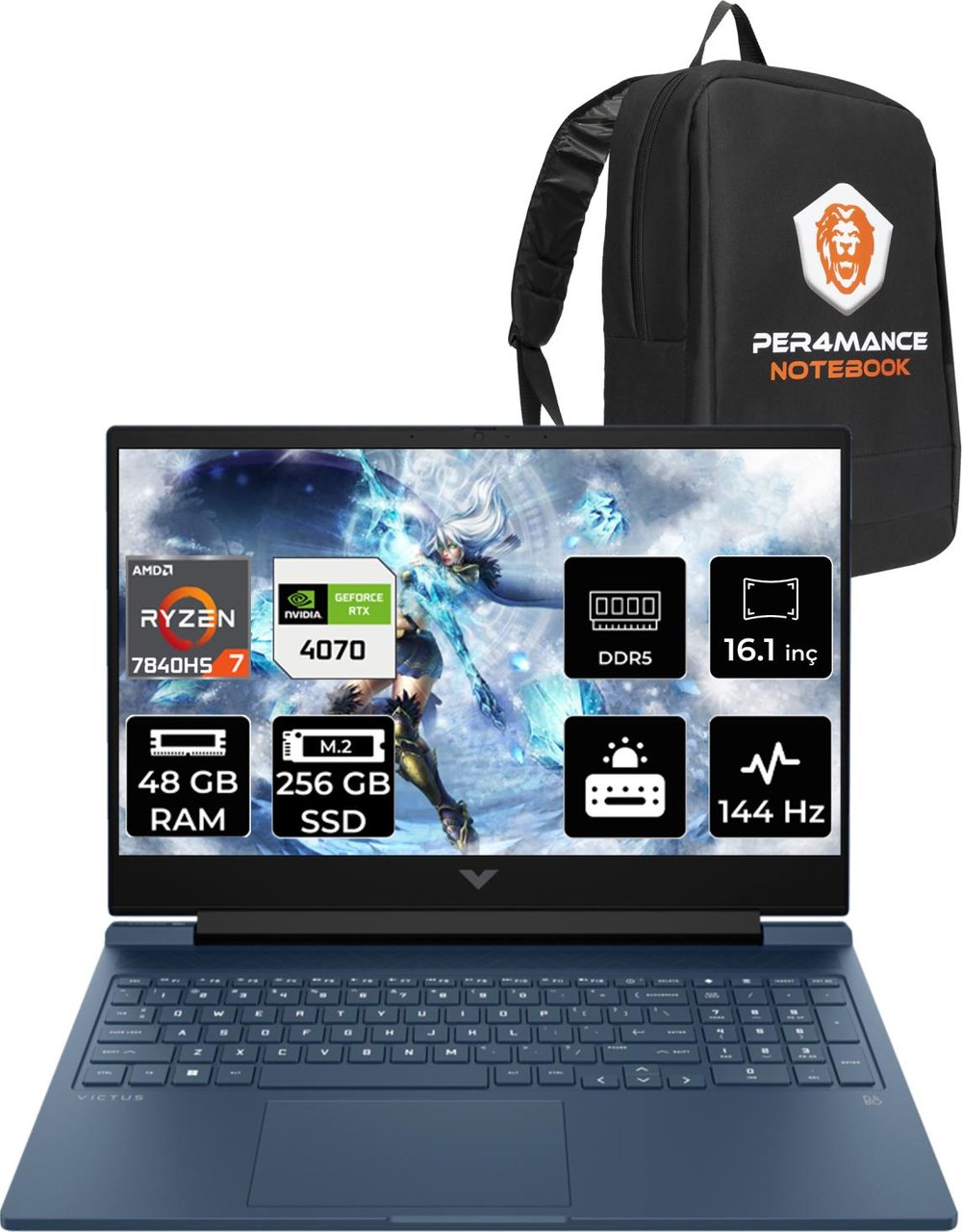 HP Victus 16 AMD Ryzen 7 7840HS 48GB 256GB SSD RTX4070/8GB 144Hz 16.1