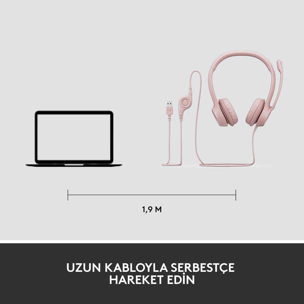 Logitech H390 Mikrofonlu Pembe Kulaklık 981-001281