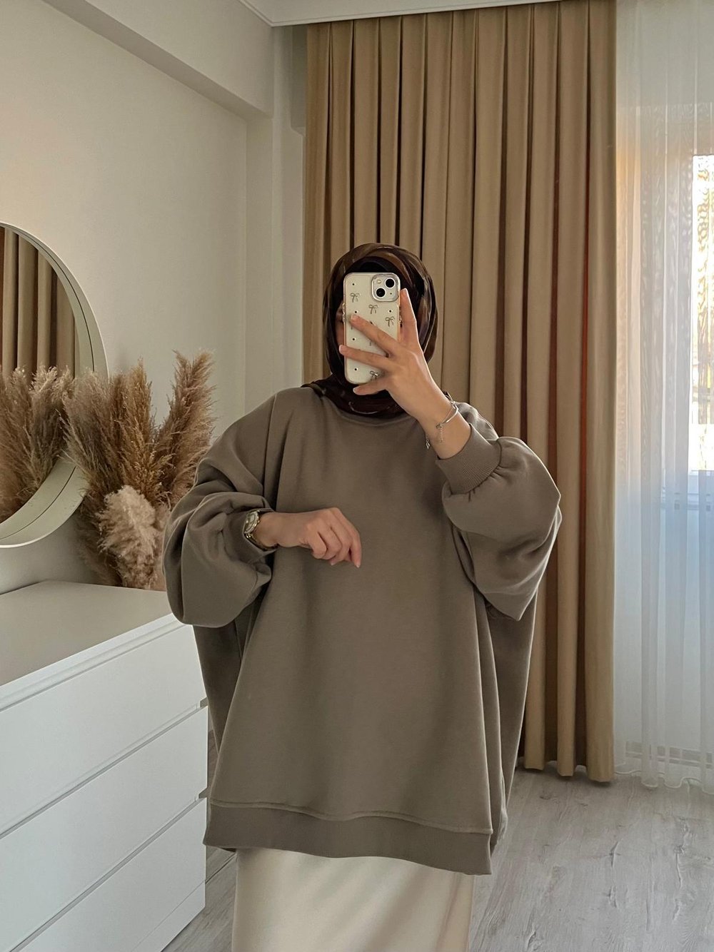 Oversize 3 İplik Sweatshirt / HAKİ