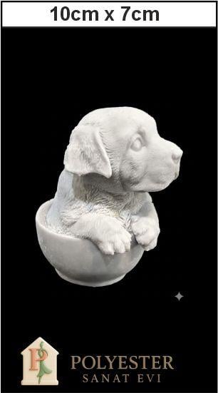 Fincan İçinde Yavru Köpek Ham Polyester Dekoratif Obje
